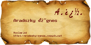 Aradszky Ágnes névjegykártya